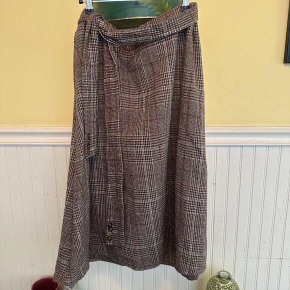 Vintage Earo Plaid Wrap Skirt With Button Detail & Tie Waist 2x - Picture 1 of 9